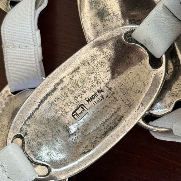White Leather Metallic Accent Belt